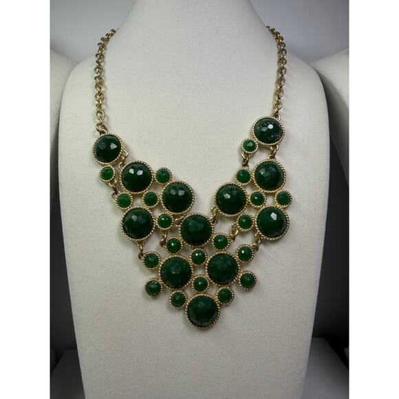 3 kelly green statement bib flower floral bling enamel necklaces banana republic - Picture 9 of 13